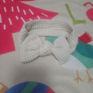 Cream Knitted Bow Headband for Kids
